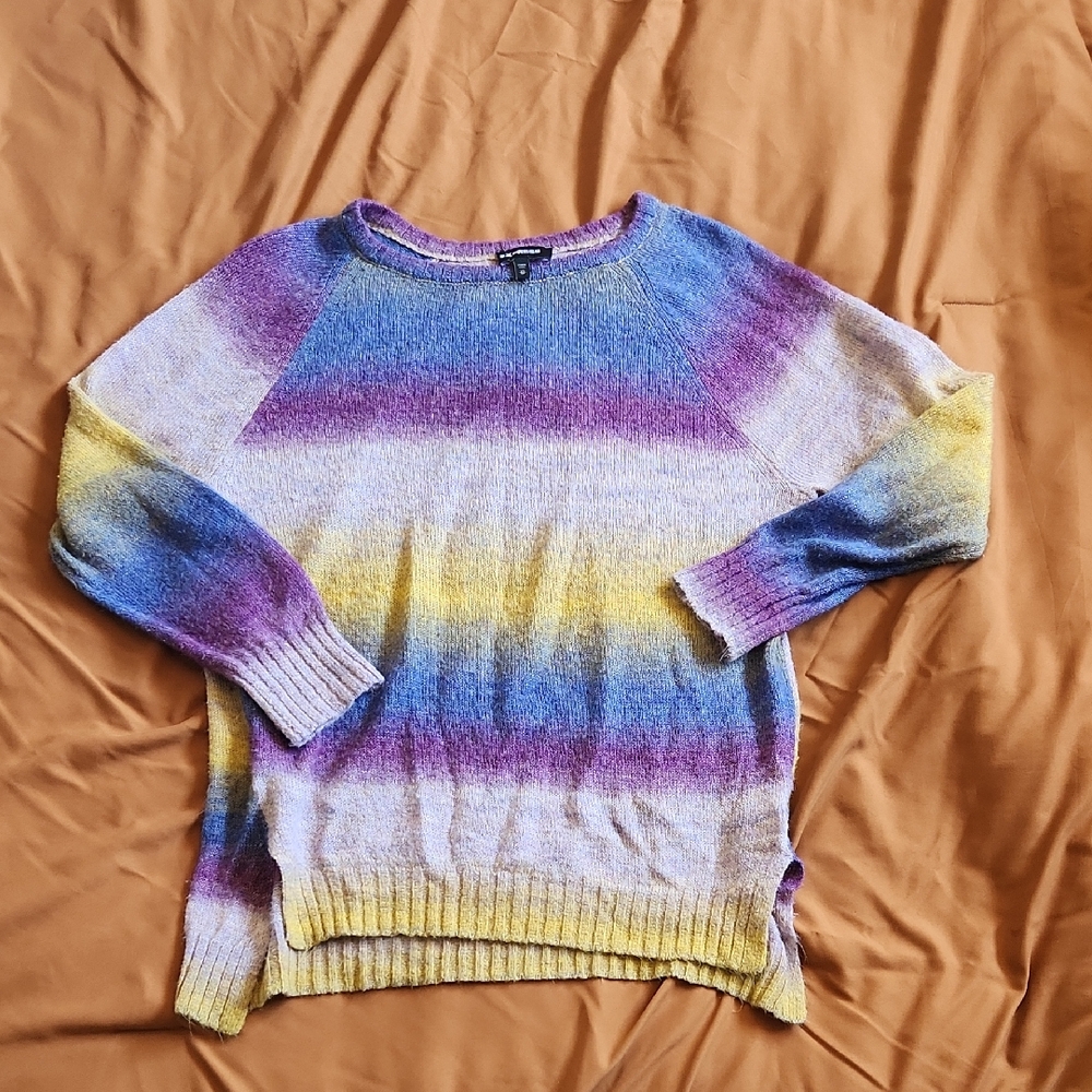 Express Purple and Blue Crew Neck Sweater Gradient Design